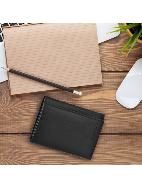 Real Leather Wallets for Men - RFID Blocking Slim Trifold Wallet with Card Slots