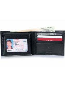 Mens Leather Bifold Wallet Removable Flip Up ID Window