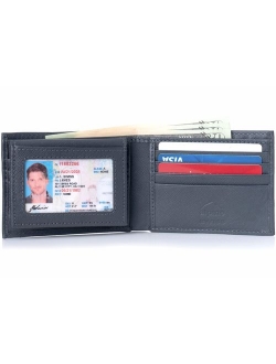 Mens Leather Bifold Wallet Removable Flip Up ID Window