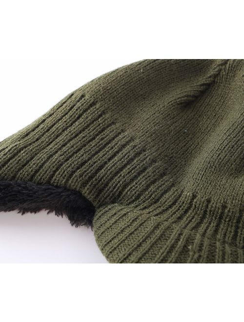 Home Prefer Toddler Boys Winter Hat Fuzzy Knitted Kids Hat w. Visor Earflaps Hat