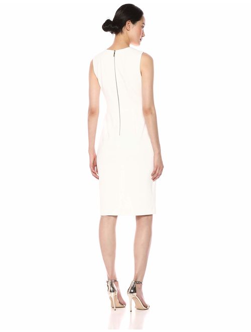Calvin Klein Women's Sleeveless V Neck Sheath with Buckle Dress