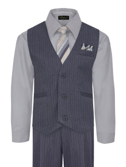Rafael Boy's 5-Piece Vest and Pant Set with Shirt, Tie and Hanky - Many Colors