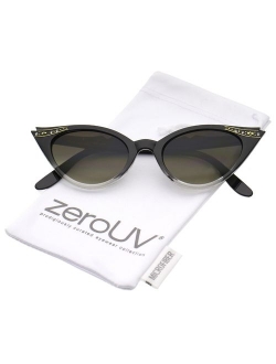 zeroUV - 50s Vintage Cat Eye Sunglasses for Womens with Rhinestones Pinup Girl Clothing Rockabilly Accessories