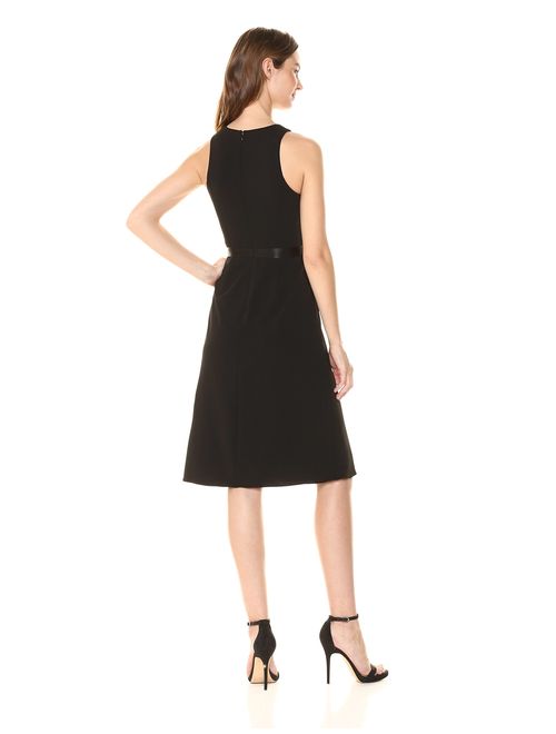 Calvin Klein Women's Solid Sleeveless High Low Fit and Flare Dress