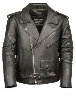 Event Biker Leather Men's Basic Motorcycle Jacket with Pockets