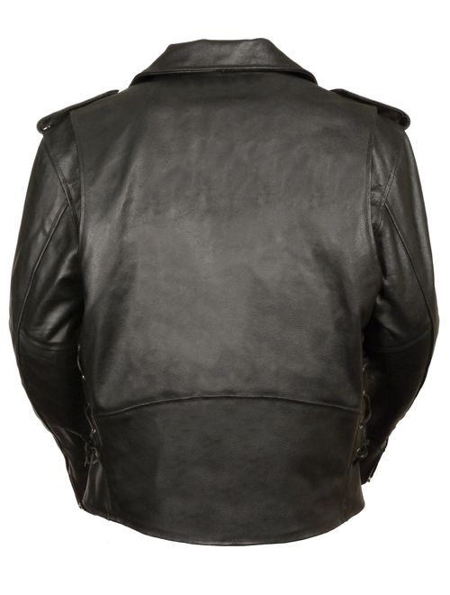 Event Biker Leather Men's Basic Motorcycle Jacket with Pockets