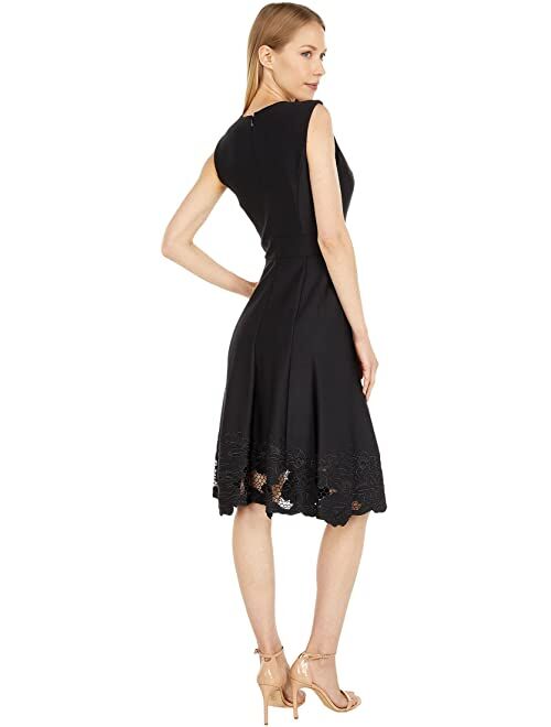 Calvin Klein A-Line Dress with Lace/Mesh Hem Detail