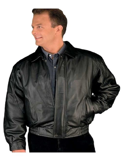 REED Men's American Style Bomber Genuine Leather Jacket