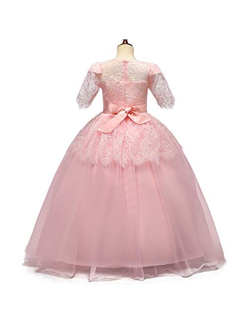 TTYAOVO Girls Pageant Ball Gowns Kids Chiffon Embroidered Wedding Party Dress