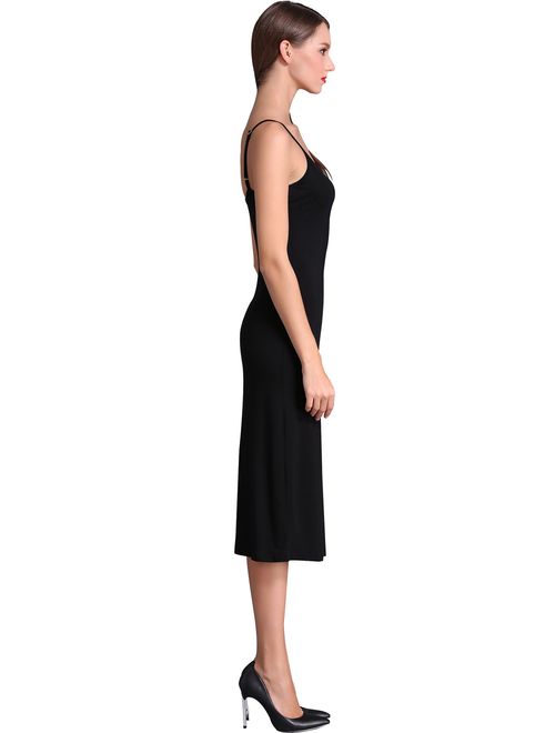 MSBASIC Women's Adjustable Spaghetti Straps Long Cami Slip Dress