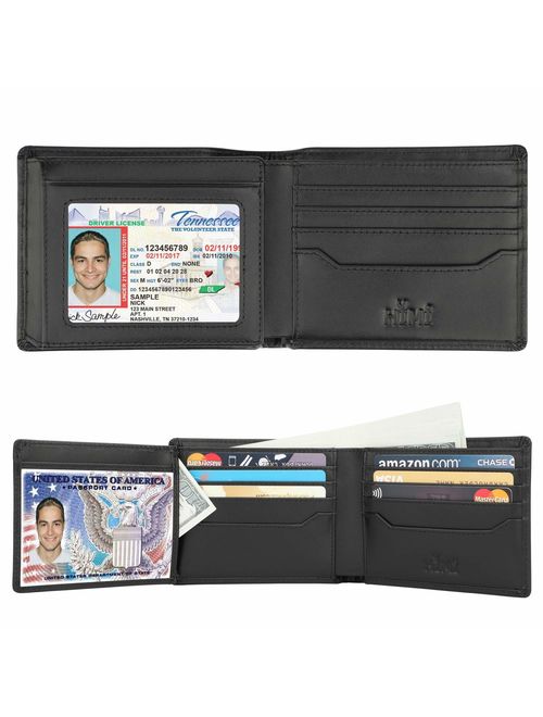 Wallets for Men - RFID Blocking Trifold Genuine Leather Wallet With 2 ID Window