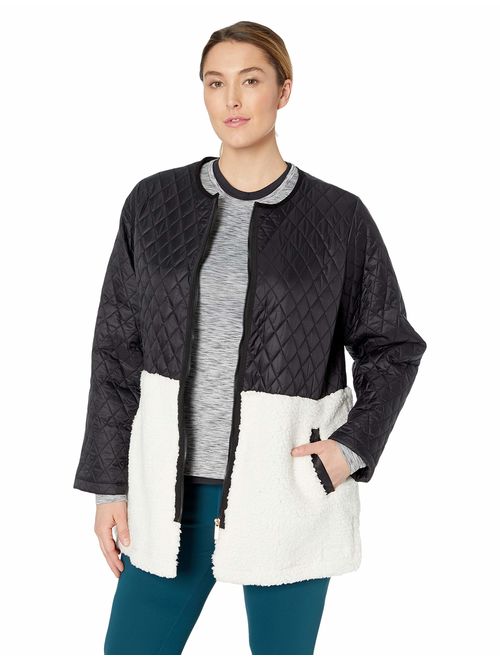 Calvin Klein Women's Plus Size Faux Sherpa Quilted Polyfill Liner Jacket