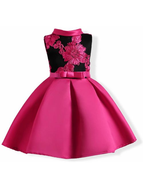 AYOMIS Girl's Flower Pageant Dress Kids Party Embroidery Wedding Dresses