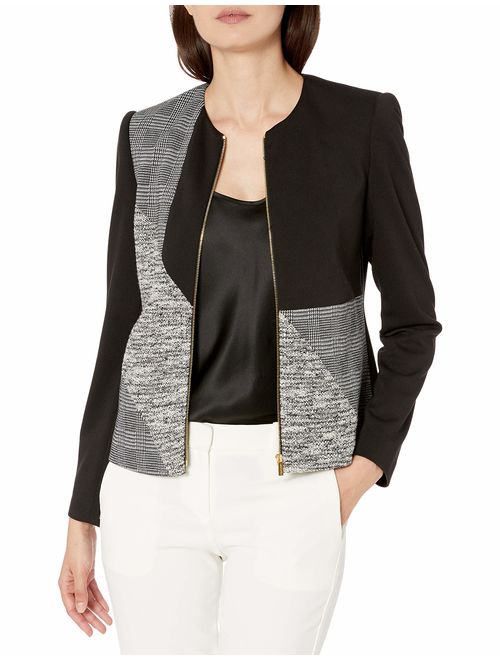 Calvin Klein Women's Center Zipper Ponte Combo Jacket