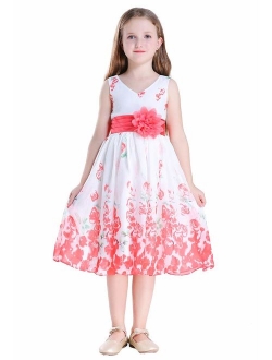 Bow Dream Junior Bridesmaids V-Neckline Chiffon Flower Girl Dress