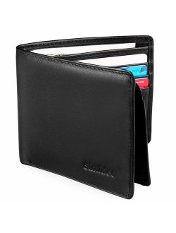 Simideo Men's Wallet TOP Genuine Leather RFID Wallet Bifold Trifold Slim Wallet with 2 ID Windows