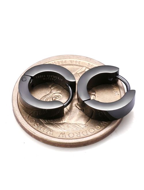 Jstyle Stainless Steel Unique Small Hoop Earrings for Men Huggie Earrings