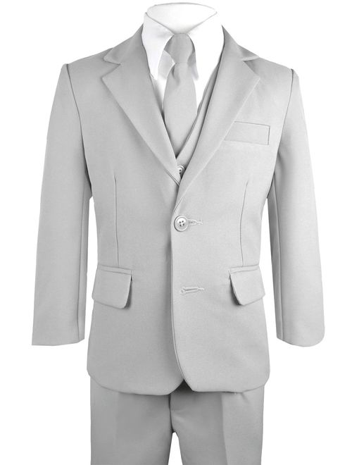 Black n Bianco Boys Solid Suit and Tie Formal Outift