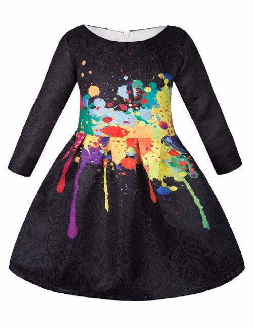 Girls Kids Casual Dress Paint Butterfly Rose Animal Fall Long Sleeve/Sleeveless Dresses