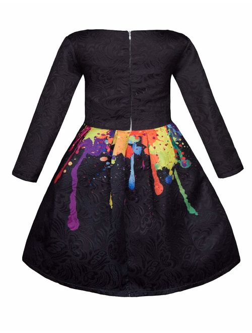 Girls Kids Casual Dress Paint Butterfly Rose Animal Fall Long Sleeve/Sleeveless Dresses