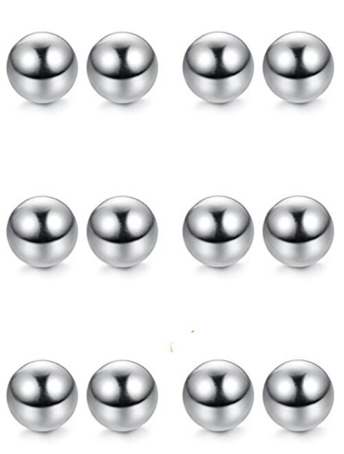ORAZIO 6-20 Pairs Tiny 2mm Stainless Steel Stud Earrings For Mens Womens CZ Round Ball Earrings Set