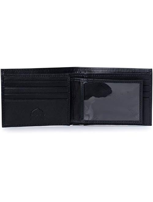 Alpine Swiss Mens RFID Blocking Leather Multi Card High Capacity Bifold Wallet