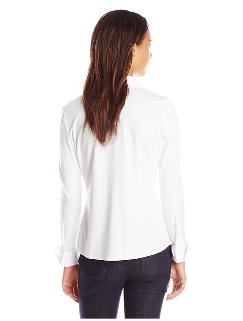 Calvin Klein Women's Knit Combo Blouse with Collar