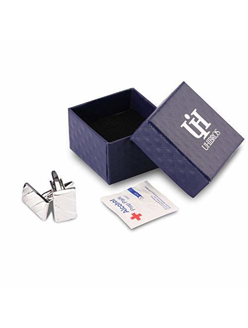 UHIBROS Mens Cuff Links Polished Finish Stainless Steel Luxury French Tuxedo Shirt Cufflinks for Men