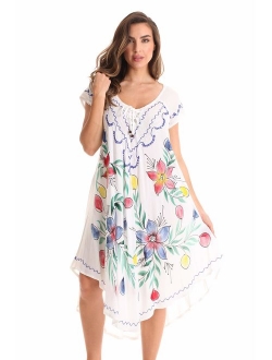 Riviera Sun Lace Up Acid Wash Embroidered Dress Short Sleeve Dresses for Women