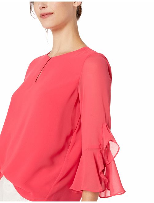 Calvin Klein Women's Ruffle Sleeve Blouse