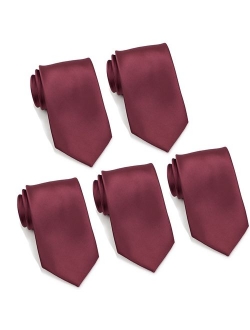 Mens Formal Tie Wholesale Lot of 5 Mens Solid Color Wedding Ties 3.5" Satin Finish
