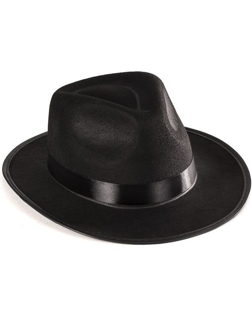 Funny Party Hats Black Gangster Hat - Black Fedora Hats - Costume Hats - Costume Accessories