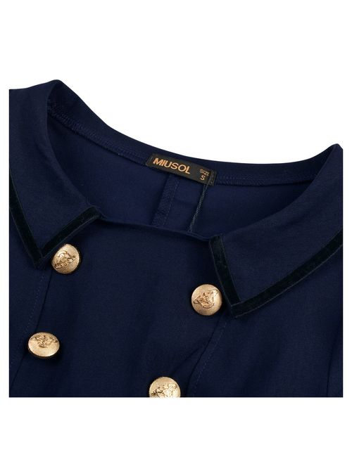 Miusol Women's Vintage 3/4 Sleeve Navy Style Belted Retro Evening Dress