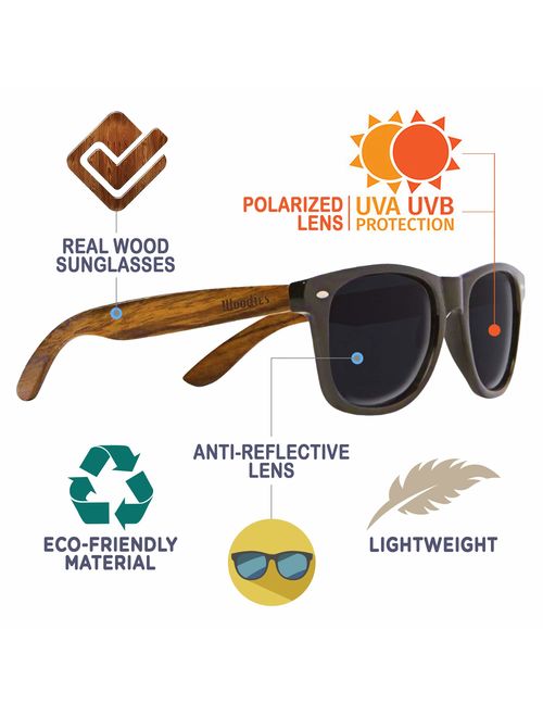 Woodies Walnut Wood Sunglasses with Polarized Lens in Bamboo Tube Packaging