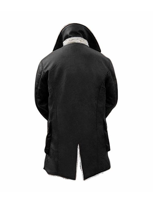Blingsoul Shearling Leather Coats for Men - Swedish Bomber Leather Jacket Fur Coat
