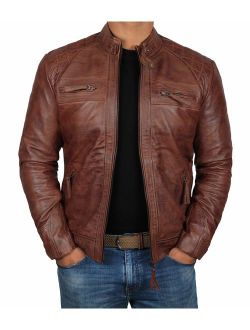 Brown Leather Jacket Men - Real Lambskin Distressed Black Leather Jackets for Men