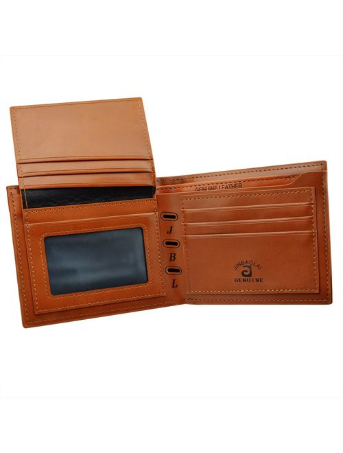 Rbenxia Stylish Brown Billfold Coffee Leather Wallet Credit Card Men Purse Clutch Bifold PU Leather Wallet with Card Slots and ID Window Slot Gifts Souvenir