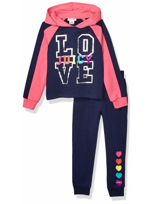 Juicy Couture Girls' 2 Pieces Hooded Pullover Pants Set