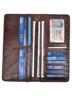 Yeeasy Men's Vintage Genuine Leather Long Wallets Bifold Wallet For 