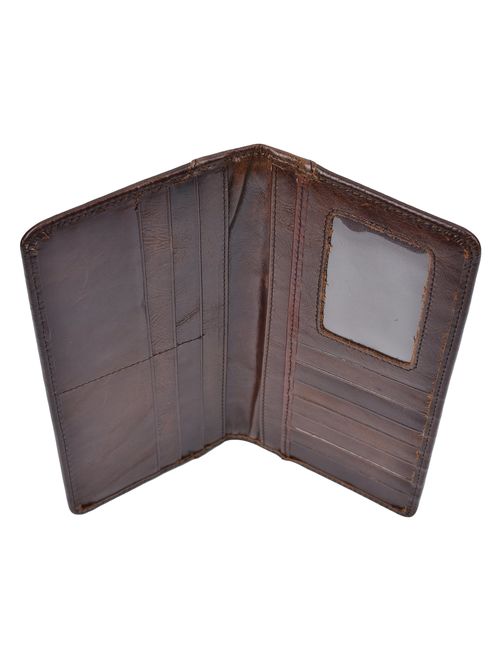 Yeeasy Men's Vintage Genuine Leather Long Wallets Bifold Wallet For Men