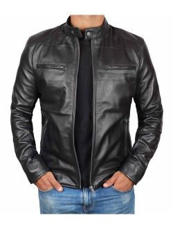 Genuine Black Leather Jacket Men - Lambskin Lightweight Mens Leather Jackets