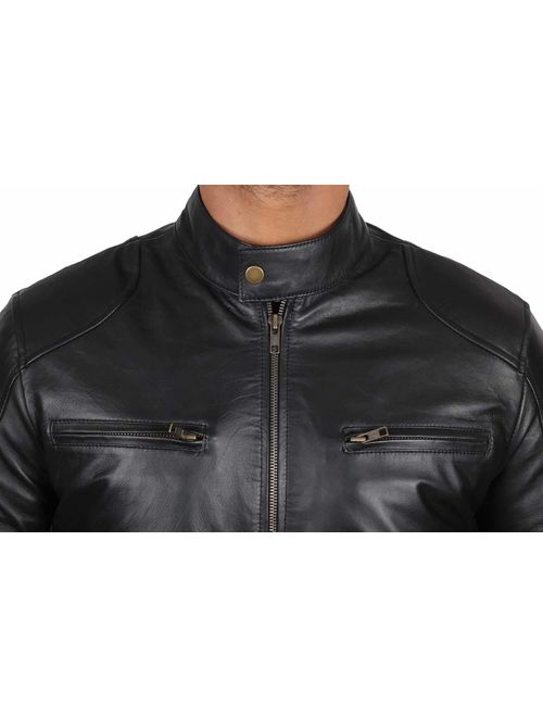 Genuine Black Leather Jacket Men - Lambskin Lightweight Mens Leather Jackets
