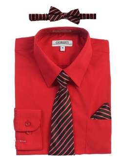 Boy's Long Sleeve Dress Shirt   Stripe Tie, Bow Tie and Hanky
