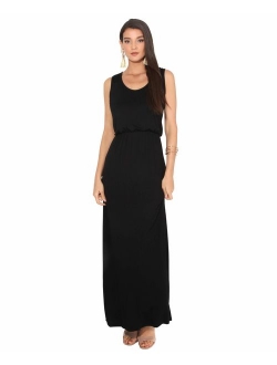Krisp Womens' Long Casual Loose Dress Short Sleeve Or Sleeveless Maxi