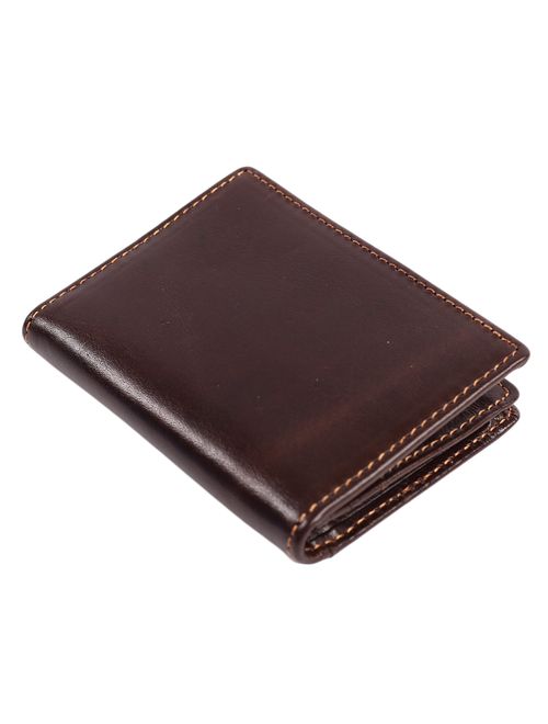 RFID Mens Slim Front Pocket Wallet Genuine Leather Bifold ID/Credit Card Holder