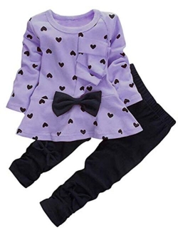 BINPAW Little Girl's Cute Heart Pattern 2 Pieces Outfit