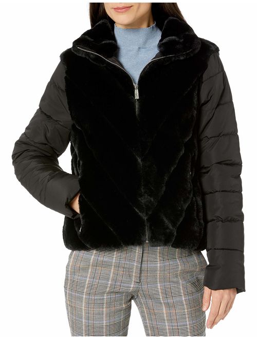 Calvin Klein Women's Puffer with Faux Fur Jacket
