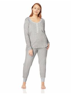 Women's Thermal Long Sleeve Ski Pajama Set Pj