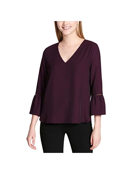 Calvin Klein Women's Bell Sleeve with Lace Detail