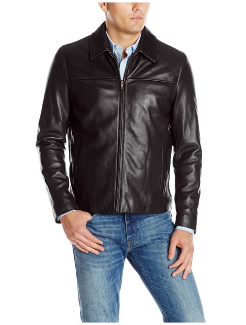 Cole Haan Men's Smooth Leather Collar Jacket